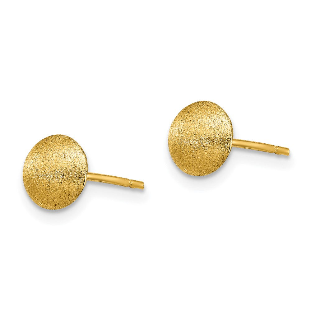 14K Gelbgold 7mm Satiniert Knopf Ohrringe