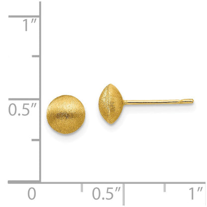 14K Gelbgold 7mm Satiniert Knopf Ohrringe