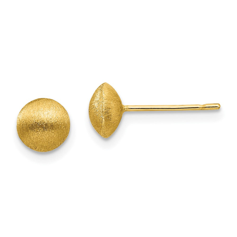 14K Gelbgold 7mm Satiniert Knopf Ohrringe