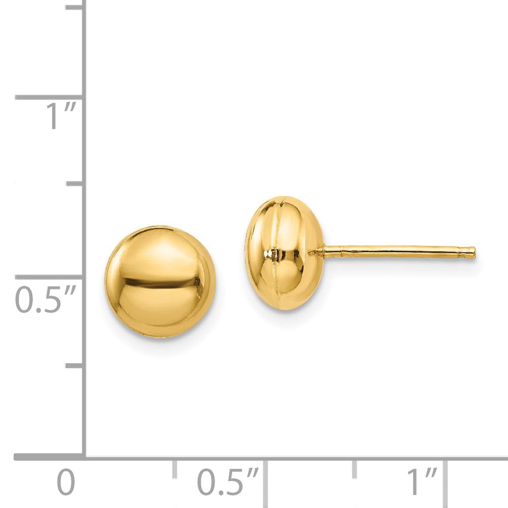 14K Gelbgold Poliert 8mm Knopf Ohrstecker