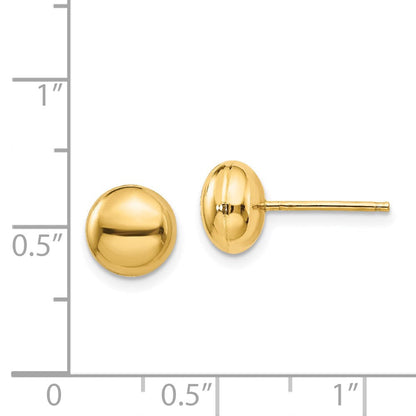 14K Gelbgold Poliert 8mm Knopf Ohrstecker