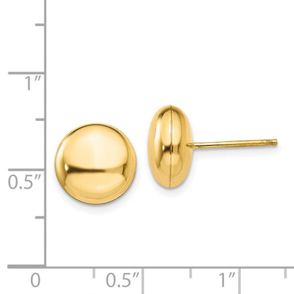 14K Gelbgold Poliert 10.5mm Knopf Ohrstecker