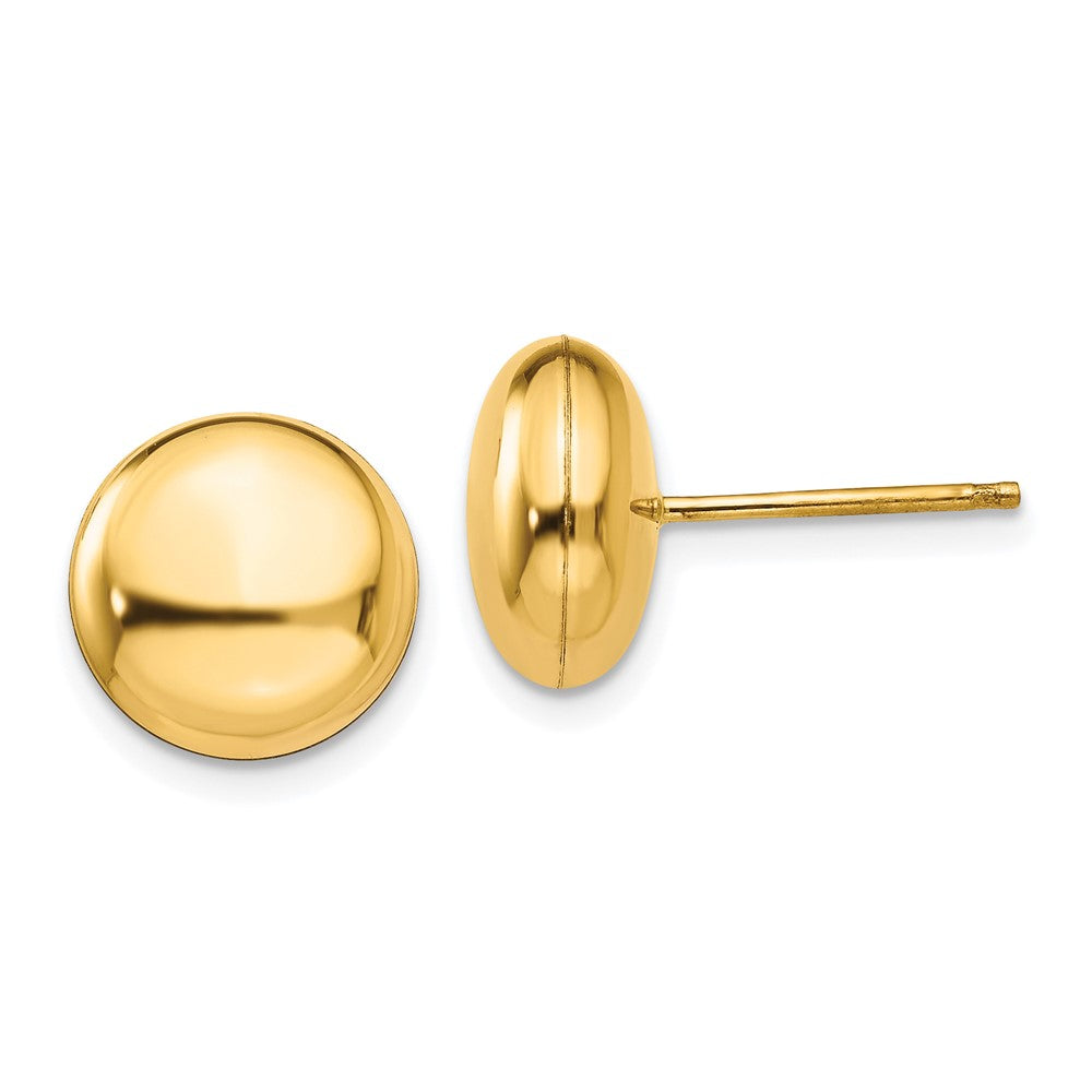 14K Gelbgold Poliert 10.5mm Knopf Ohrstecker