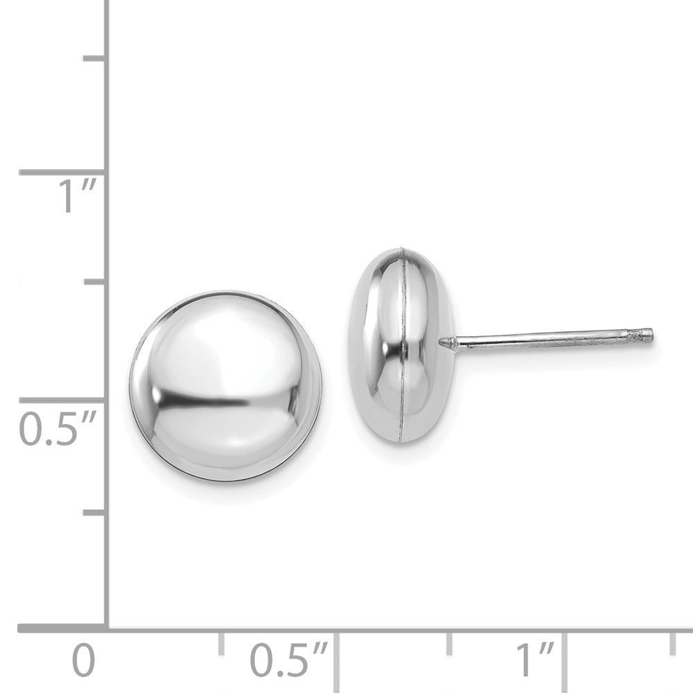 14K Weißgold Poliert 10.5mm Knopf Ohrstecker