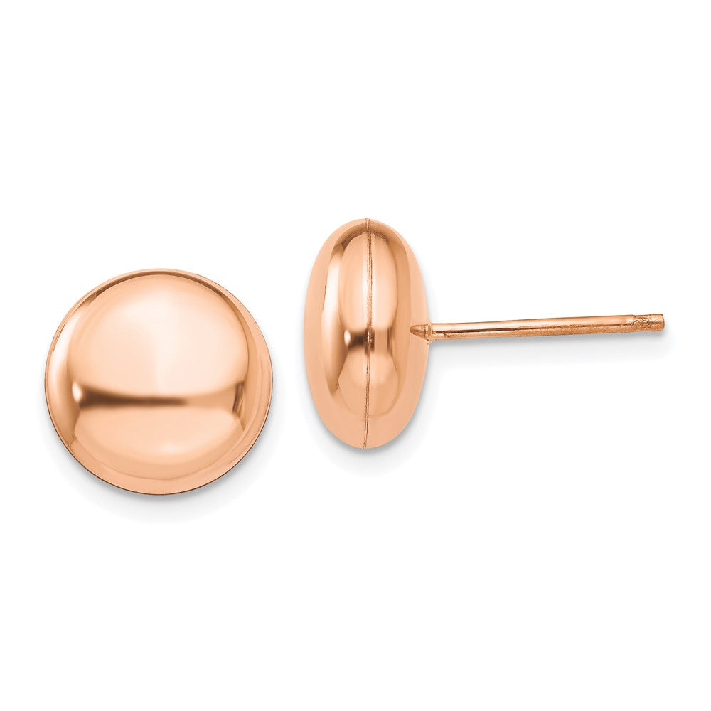 14K Roségold Poliert 10.5mm Knopf Ohrstecker