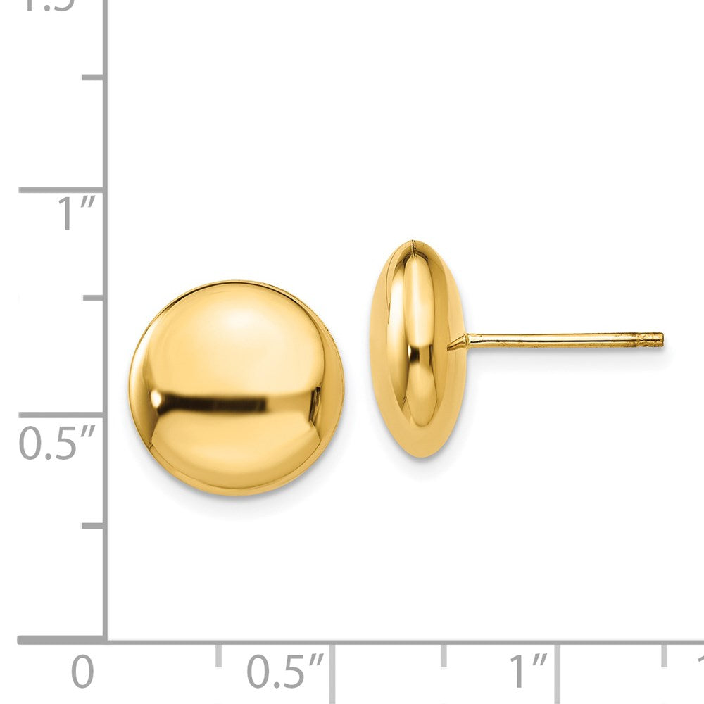 14K Gelbgold Poliert 12mm Knopf Ohrstecker