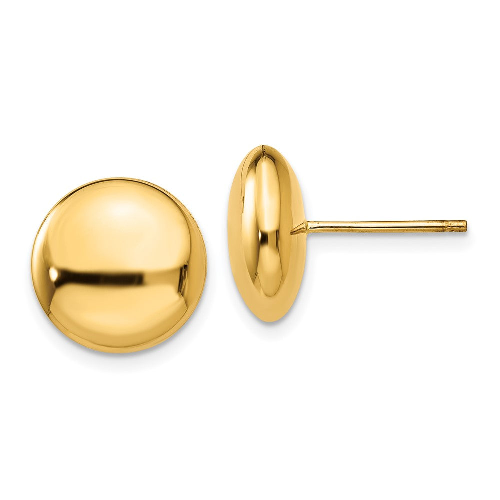 14K Gelbgold Poliert 12mm Knopf Ohrstecker