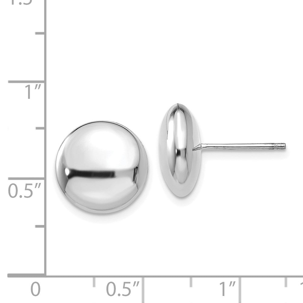 14K Weißgold Poliert 12mm Knopf Ohrstecker