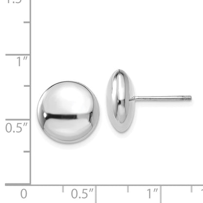 14K Weißgold Poliert 12mm Knopf Ohrstecker