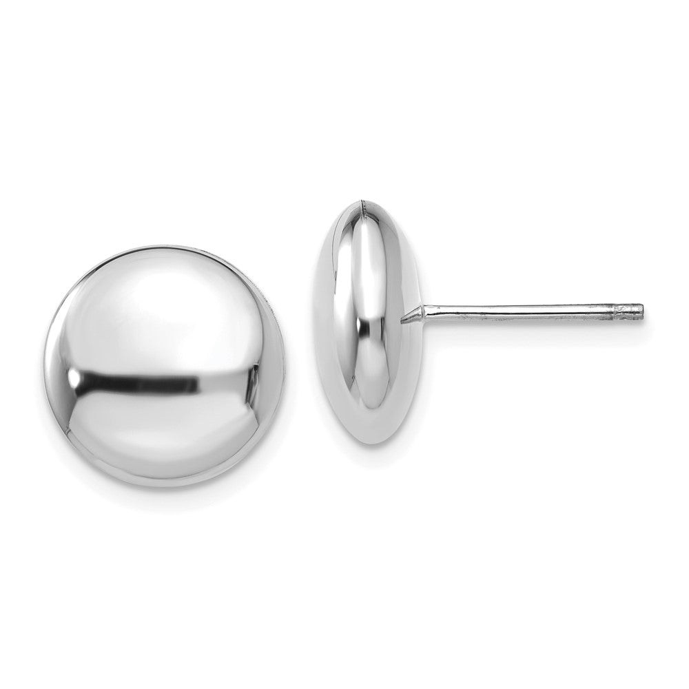 14K Weißgold Poliert 12mm Knopf Ohrstecker