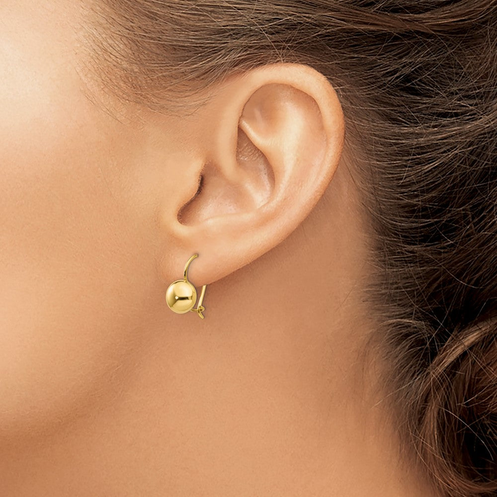14K Gelbgold Poliert 8mm Knopf Kidney Draht Ohrringe