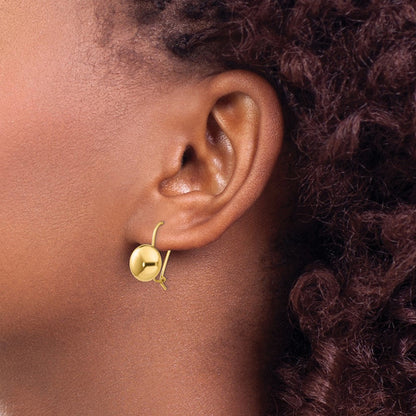 14K Gelbgold Poliert 10.5mm Knopf Kidney Draht Ohrringe