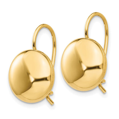 14K Gelbgold Poliert 12mm Knopf Kidney Draht Ohrringe