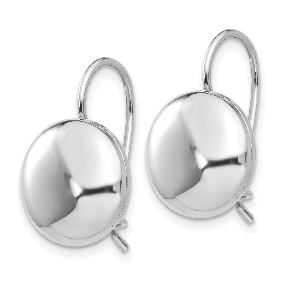 14K Weißgold Poliert 12mm Knopf Kidney Draht Ohrringe