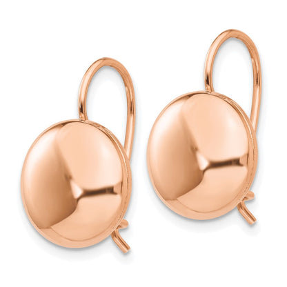 14K Roségold Poliert 12mm Knopf Kidney Draht Ohrringe