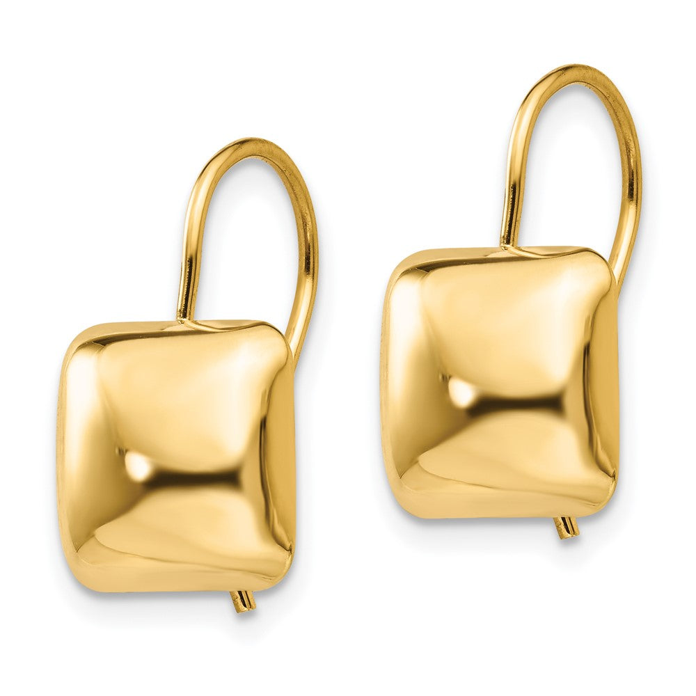14K Gelbgold Poliert 9.5mm Gewölbt Quadratisch Kidney Draht Ohrringe