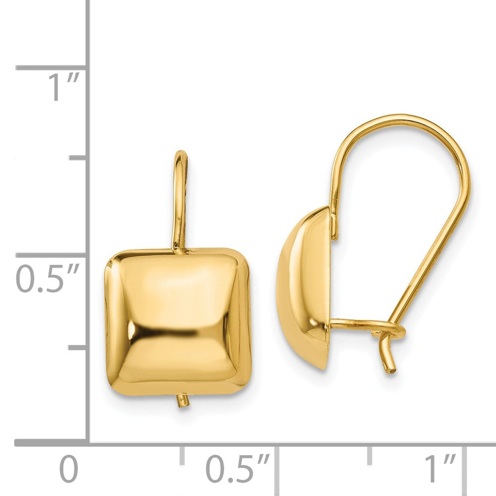 14K Gelbgold Poliert 9.5mm Gewölbt Quadratisch Kidney Draht Ohrringe