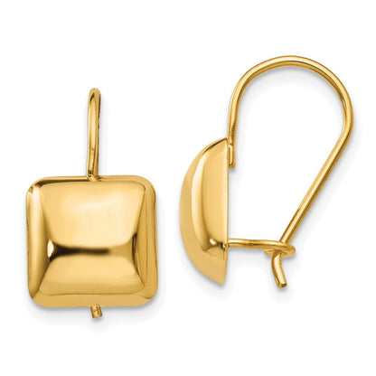 14K Gelbgold Poliert 9.5mm Gewölbt Quadratisch Kidney Draht Ohrringe