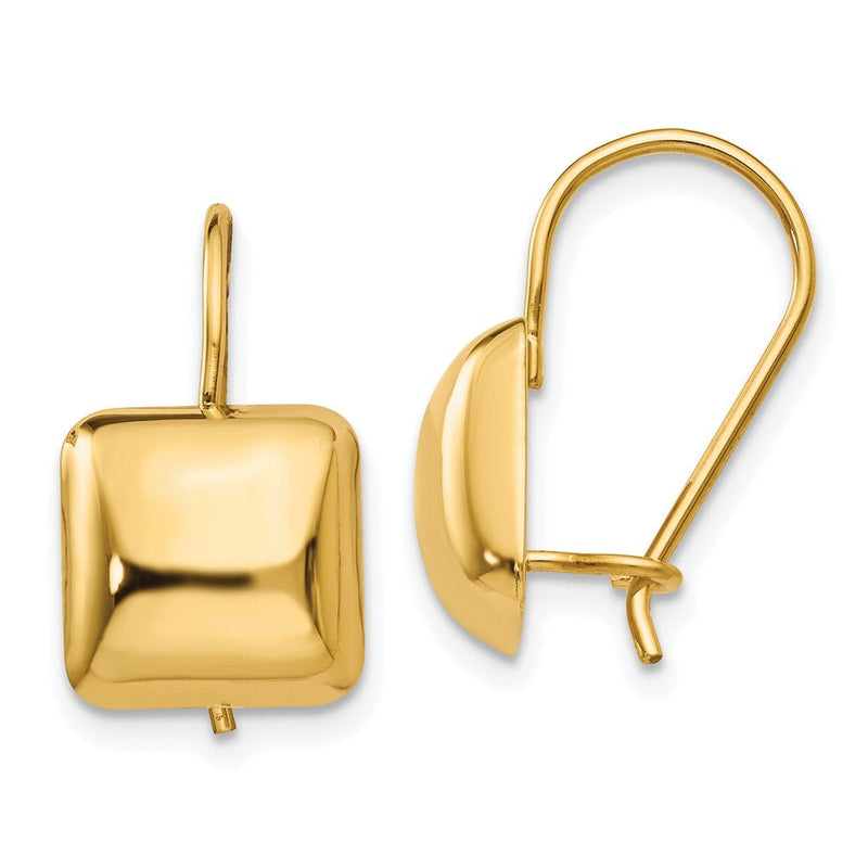 14K Gelbgold Poliert 9.5mm Gewölbt Quadratisch Kidney Draht Ohrringe