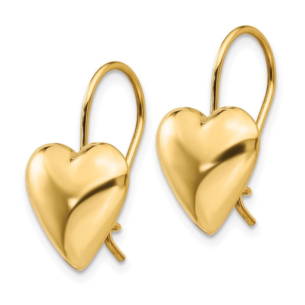 14K Gelbgold Poliert 11.5mm Gewölbt Herz Kidney Draht Ohrringe
