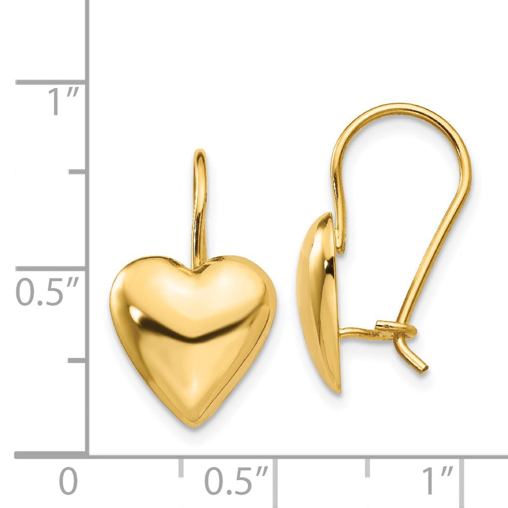 14K Gelbgold Poliert 11.5mm Gewölbt Herz Kidney Draht Ohrringe