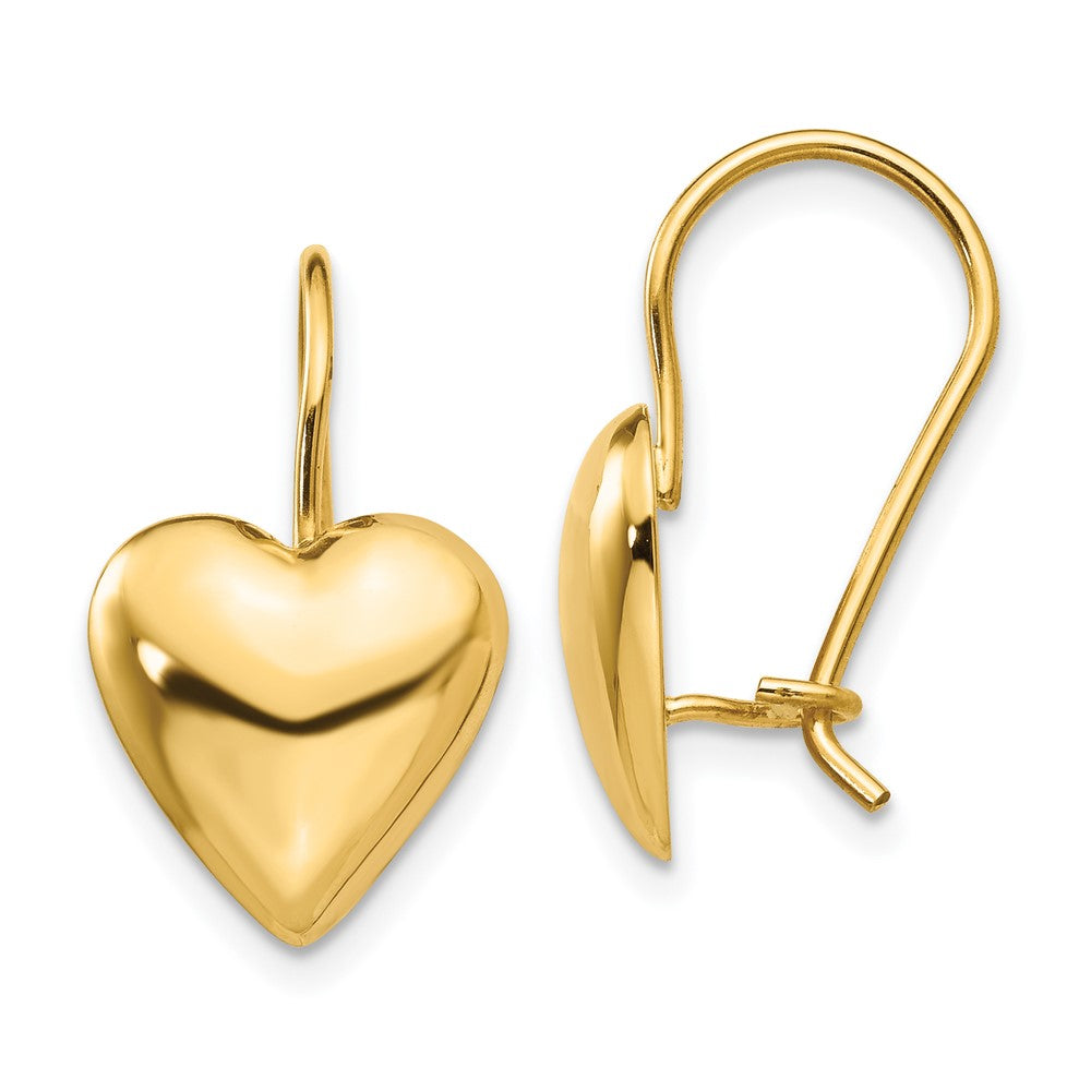 14K Gelbgold Poliert 11.5mm Gewölbt Herz Kidney Draht Ohrringe