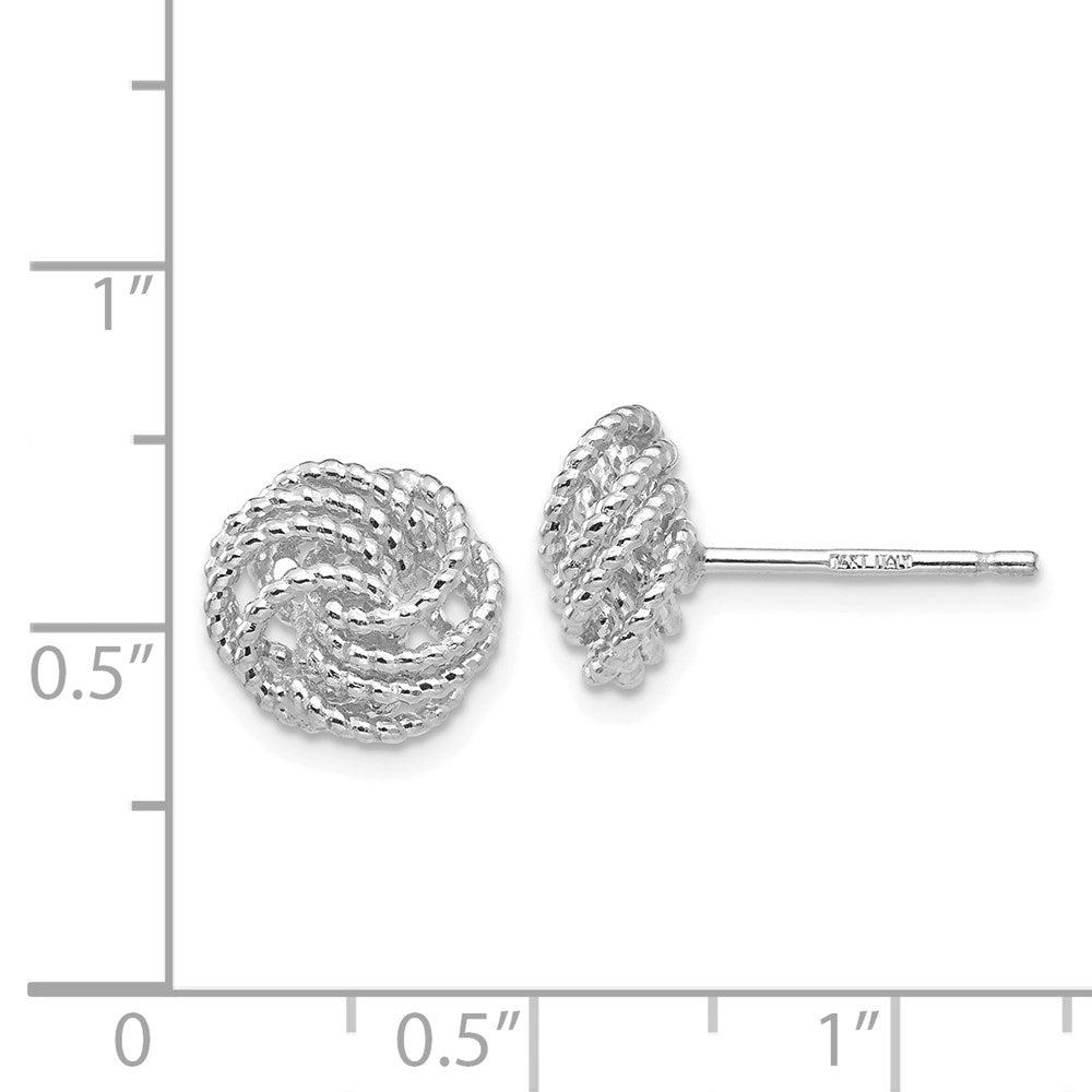 14K Weißgold Ohrstecker mit strukturiertem Liebesknoten