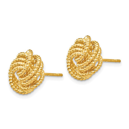 14K Gelbgold Ohrstecker mit Liebesknoten, diamantiert