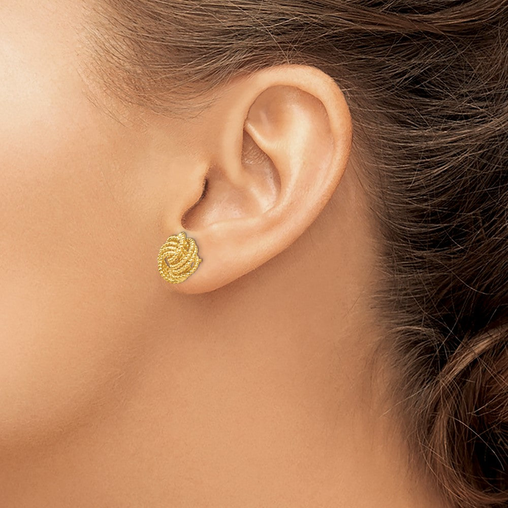 14K Gelbgold Ohrstecker mit Liebesknoten, diamantiert