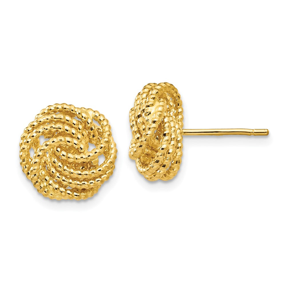14K Gelbgold Ohrstecker mit Liebesknoten, diamantiert