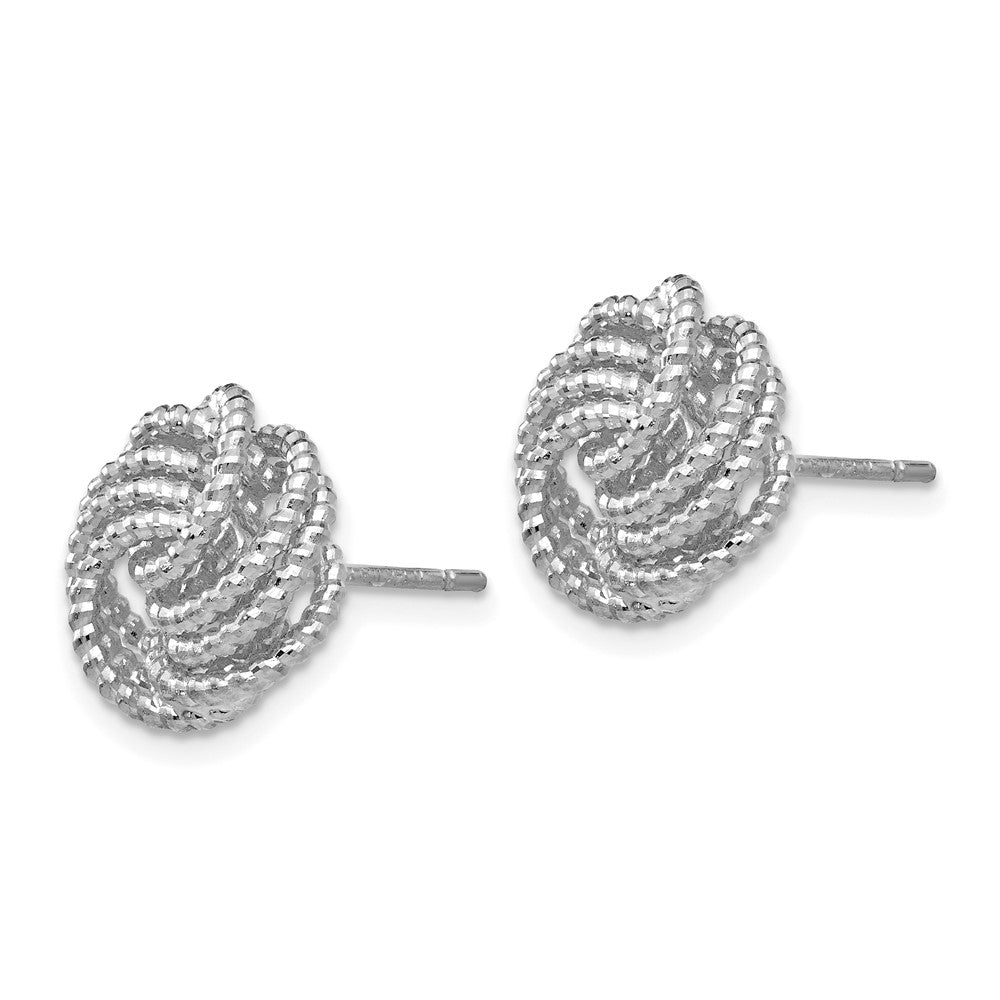 14K Weißgold Diamantschliff Liebesknoten Ohrstecker