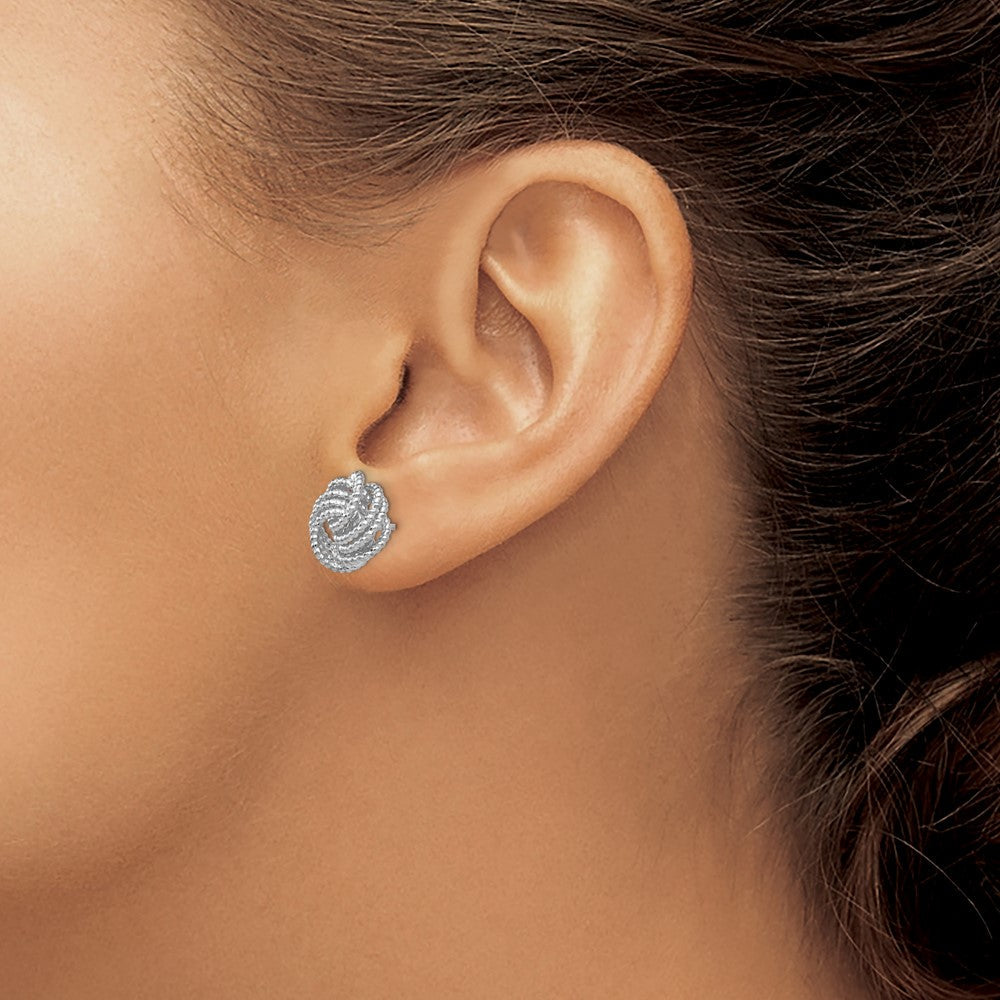 14K Weißgold Diamantschliff Liebesknoten Ohrstecker