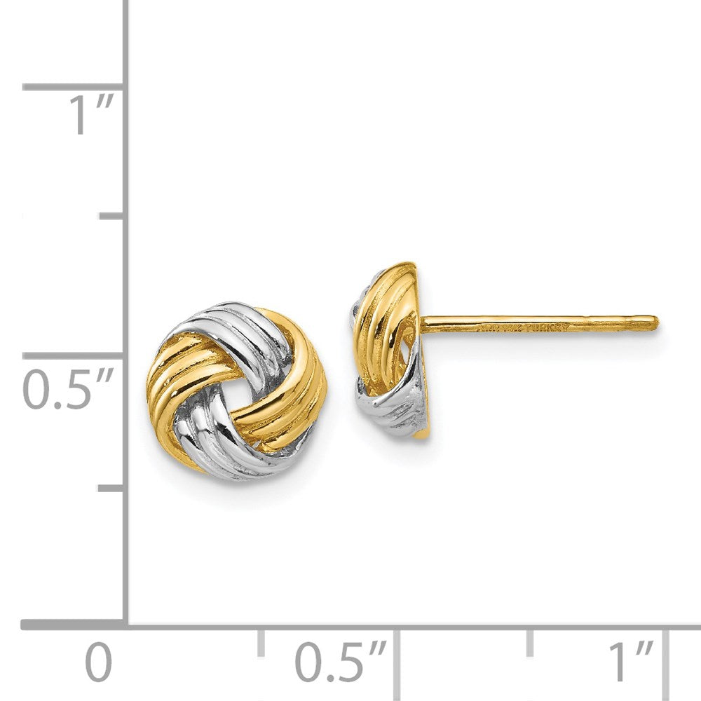 14K Gelbgold und Rhodium mit polierten Liebesknoten-Ohrsteckern
