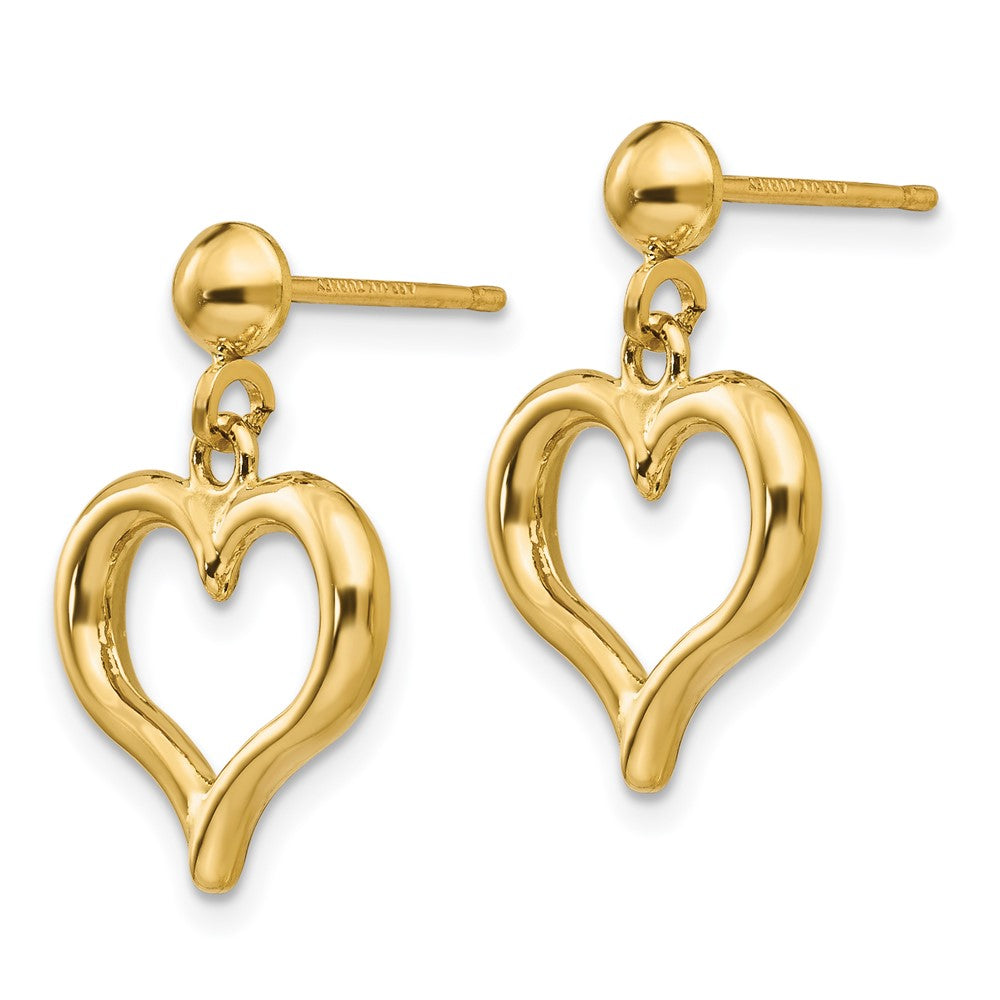 14K Gelbgold Poliert Herz Stecker Ohrhänger