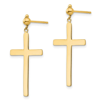 14K Gelbgold Kreuz Hängend Ohrstecker