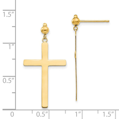 14K Gelbgold Kreuz Hängend Ohrstecker