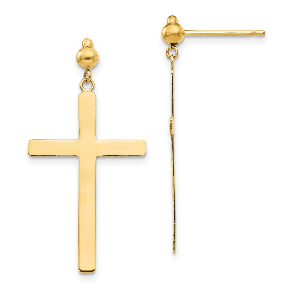 14K Gelbgold Kreuz Hängend Ohrstecker