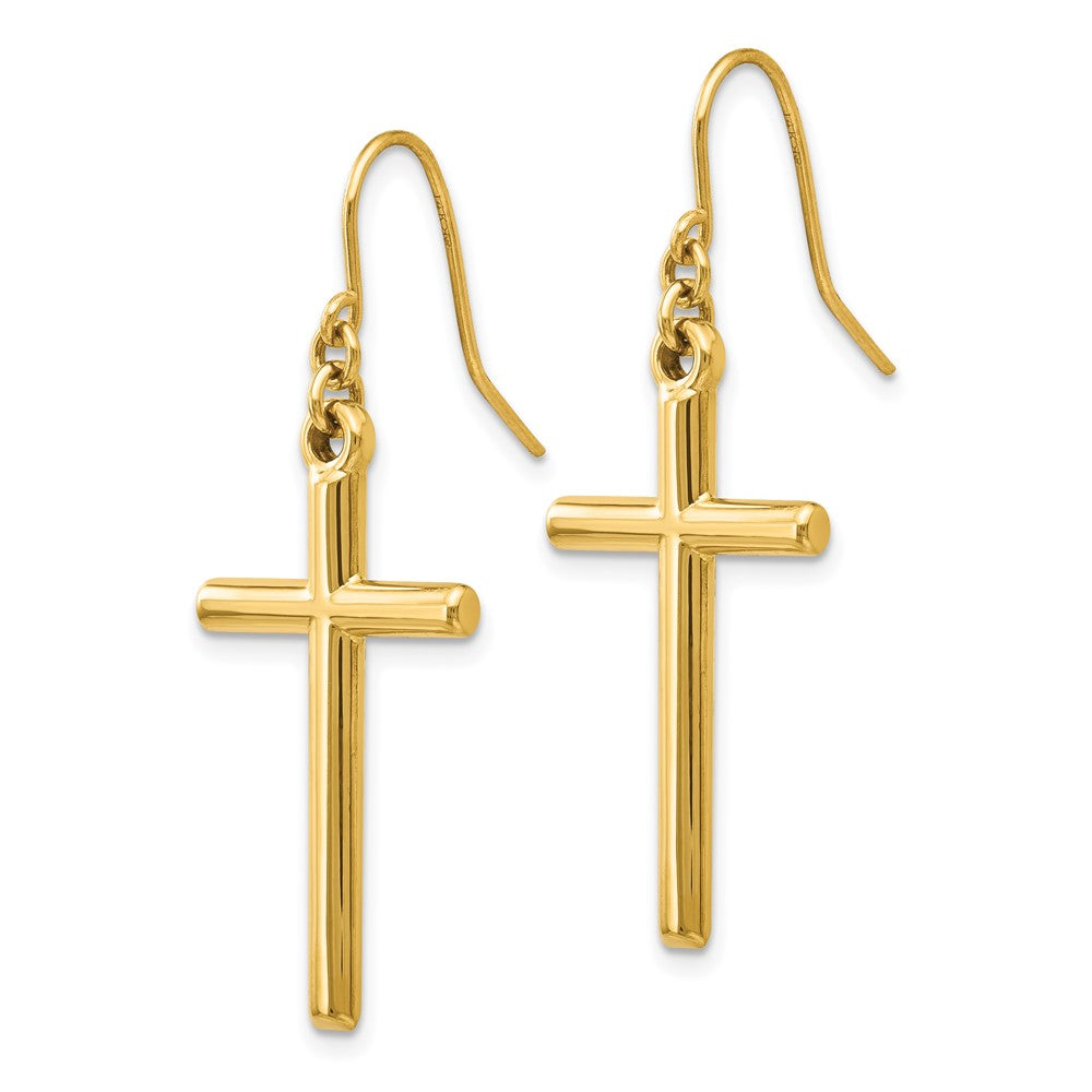 14K Gelbgold Kreuz Hirte Haken Ohrhänger