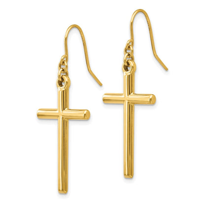 14K Gelbgold Kreuz Hirte Haken Ohrhänger