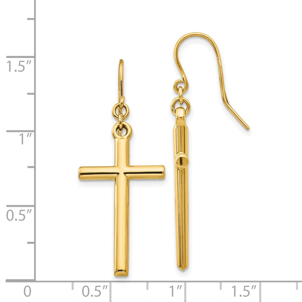 14K Gelbgold Kreuz Hirte Haken Ohrhänger