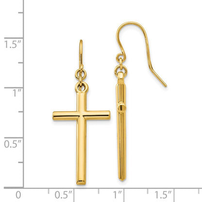 14K Gelbgold Kreuz Hirte Haken Ohrhänger