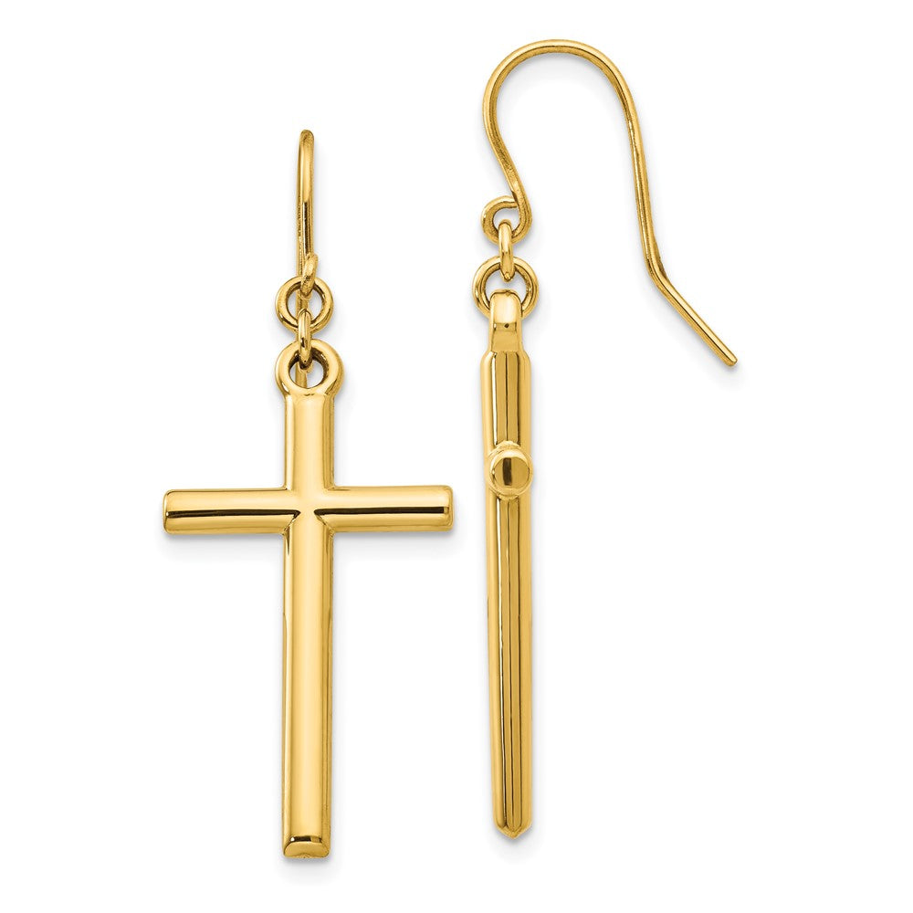 14K Gelbgold Kreuz Hirte Haken Ohrhänger