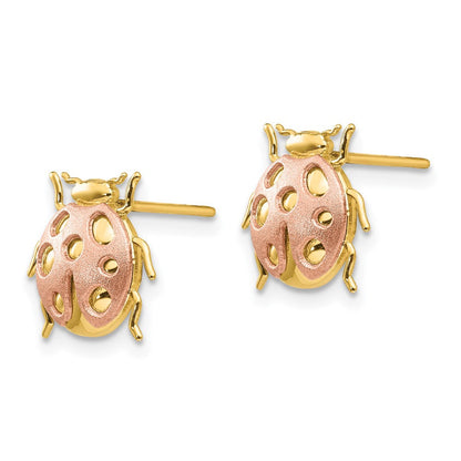 14K Bicolor-Gold Marienkäfer-Ohrstecker