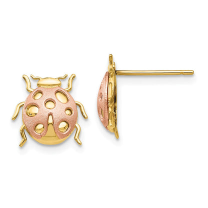 14K Bicolor-Gold Marienkäfer-Ohrstecker