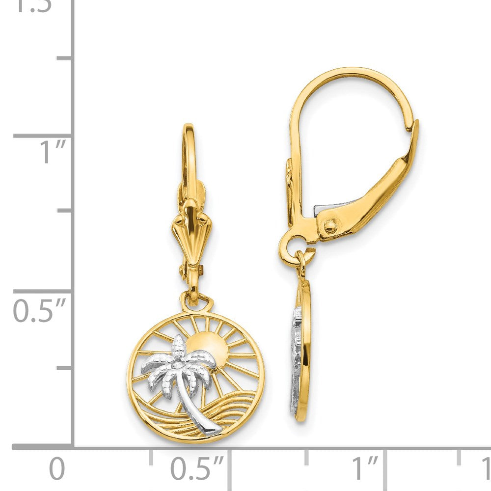 14K Gelbgold & Rhodium Palmenblatt-Ohrringe mit Klappbrisur