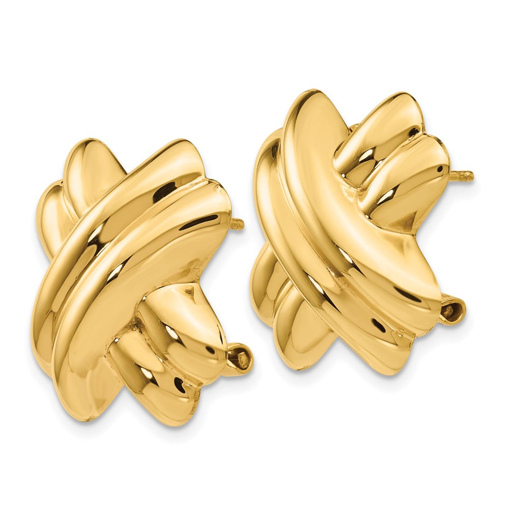 14K Gelbgold Poliert X Omega Rückseite Ohrstecker