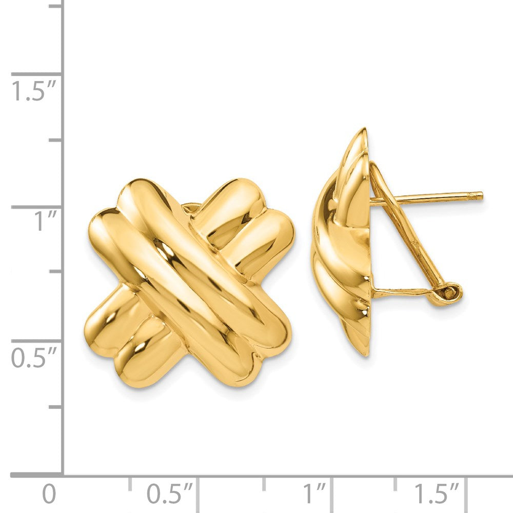 14K Gelbgold Poliert X Omega Rückseite Ohrstecker