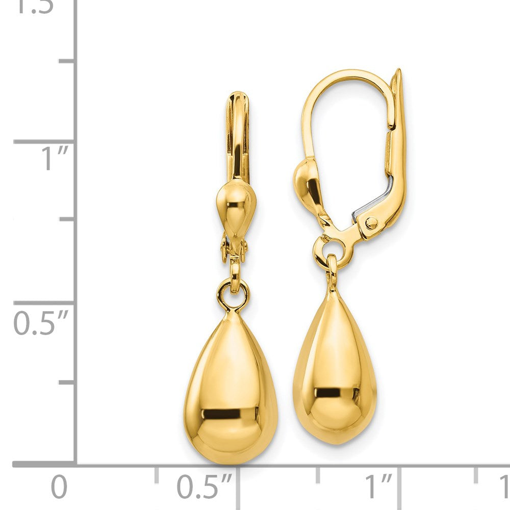 14K Gelbgold Poliert Fantasie Hängend Ohrhänger mit Brisur