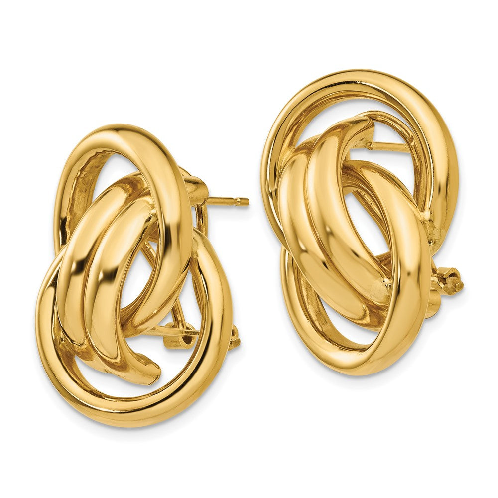 14K Gelbgold Poliert Fantasie Omega Rückseite Ohrstecker