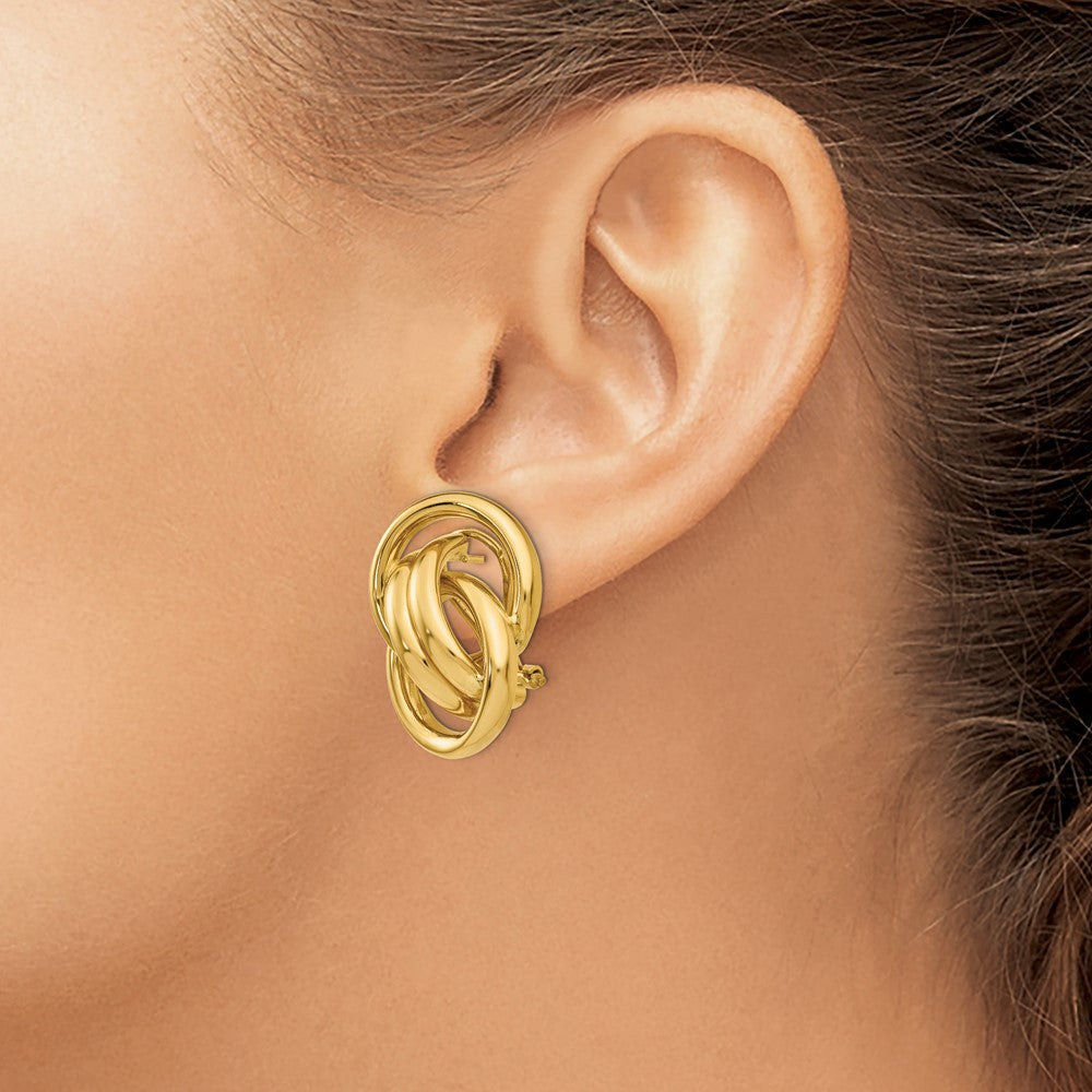 14K Gelbgold Poliert Fantasie Omega Rückseite Ohrstecker